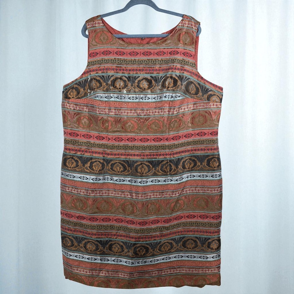Chetta B Womens Dress 22W Sleeveless Geometric Print Metallic Lined Party Career